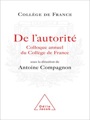 cover image of De l'autorité